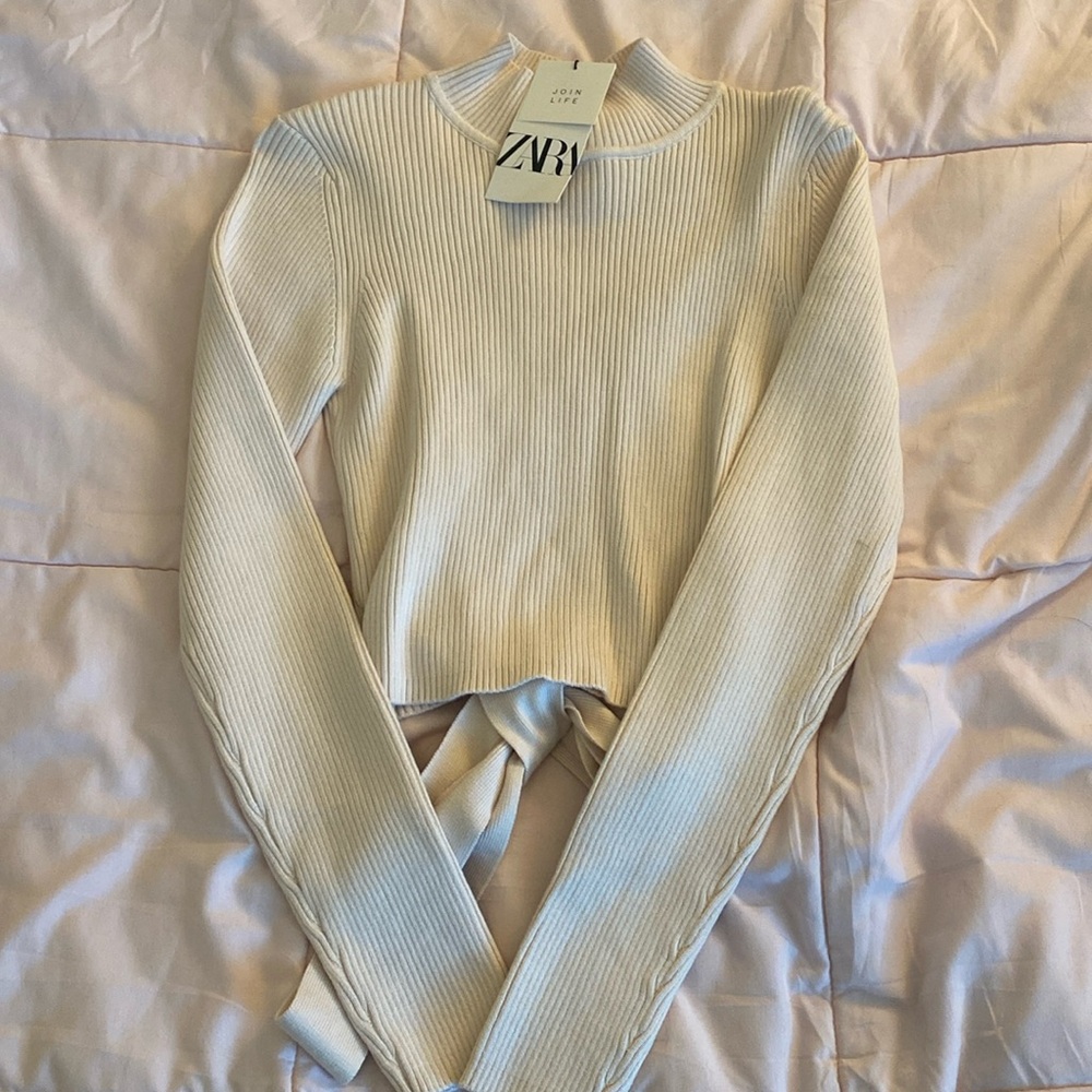 NWT Zara cream open back sweater